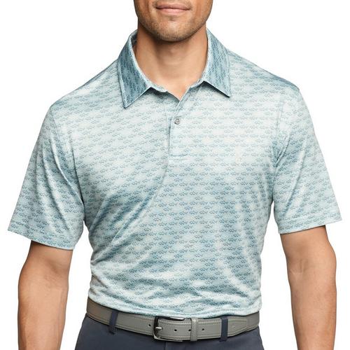 IZOD Golf Mens Shark Print Pique Polo Shirt