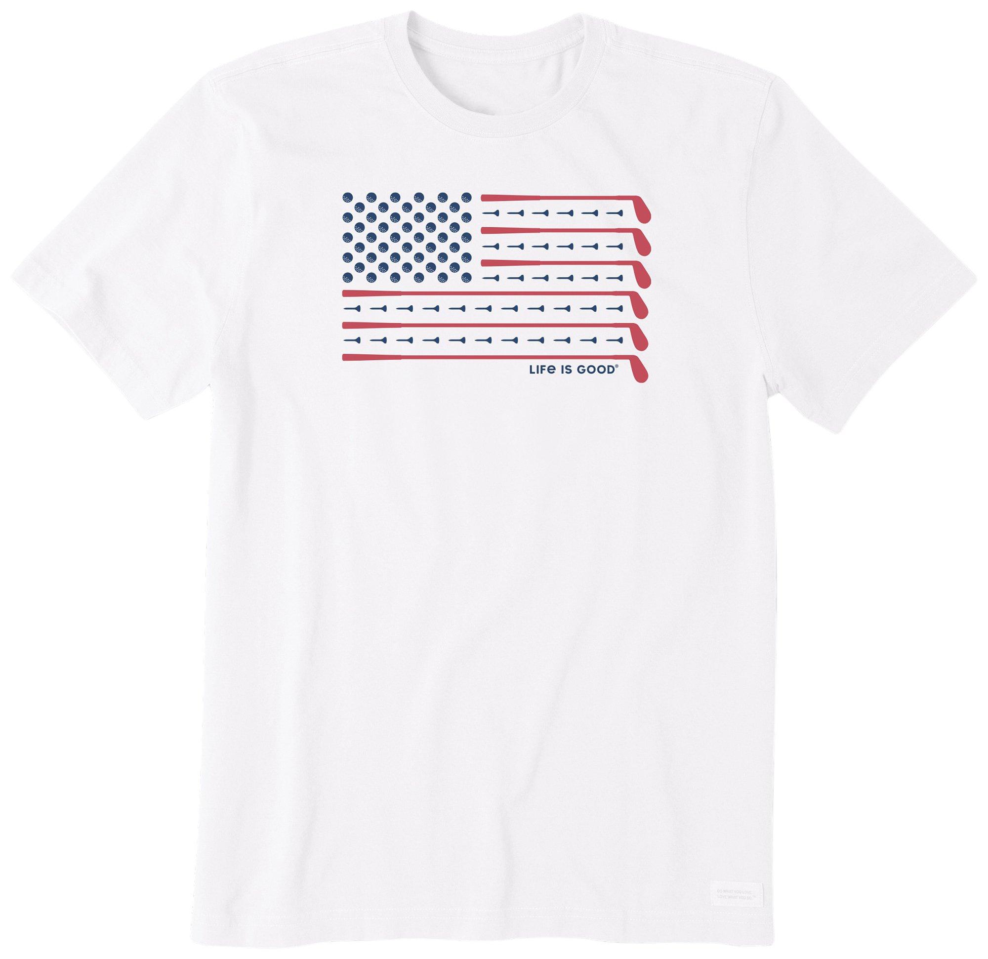 Life Is Good Mens Americana Golf Flag T-Shirt
