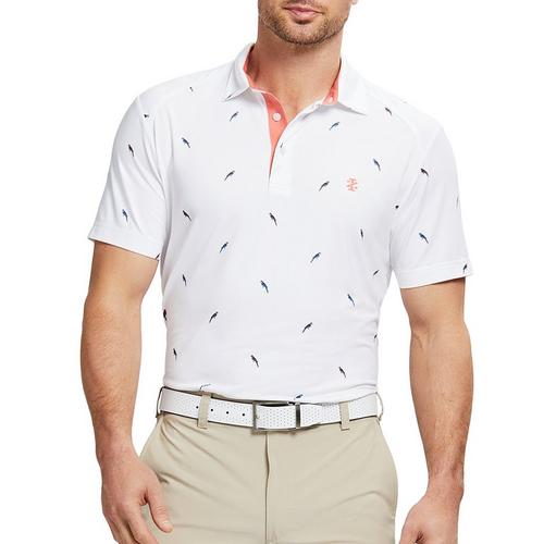 IZOD Golf Mens Bird Print Polo Shirt