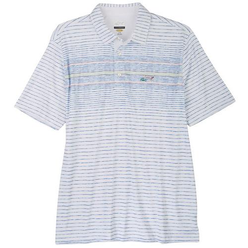Greg Norman Mens Painterly Stripe Polo Shirt