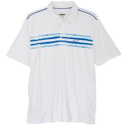 Greg Norman Mens Chest Print Stripe Polo Shirt