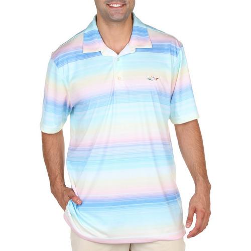Greg Norman Mens Multi Ombre Stripe Polo Shirt