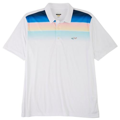 Greg Norman Mens Multi Color Stripe Ombre Polo