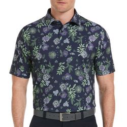Mens Floral All Over Print Short Sleeve Polo Shirt