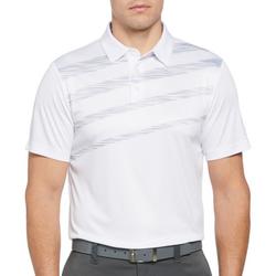 Mens Asymmetrical Stripes Short Sleeve Golf Polo Shirt