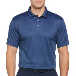 Mens Two Color Jacquard Short Sleeve Golf Polo
