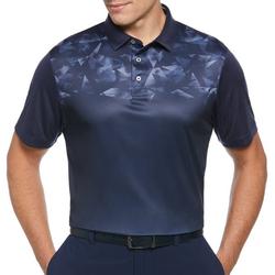 Mens Abstract Ombre Chest Short Sleeve Golf Polo Top