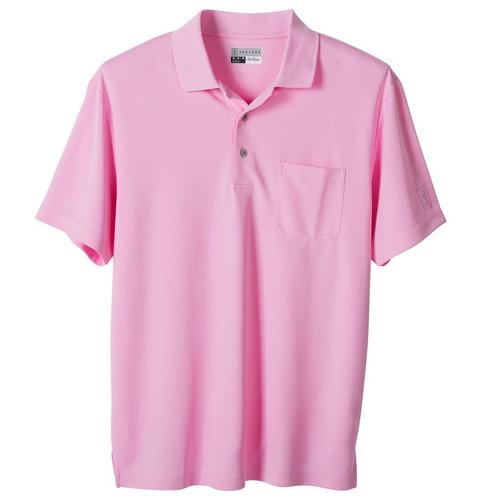 PGA TOUR Mens Pocketed Airflux Solid Mesh Polo