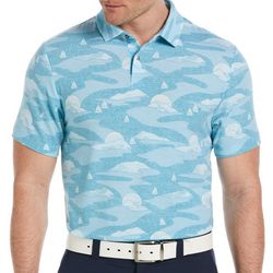 Mens Eco Scenic Print Short Sleeve Polo Shirt