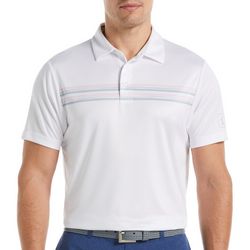 Mens Chest Stripe Short Sleeve Golf Polo Shirt