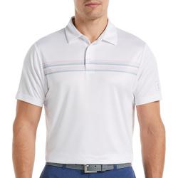 Mens Chest Stripe Short Sleeve Golf Polo Shirt