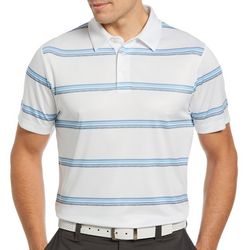 Mens Allover Space Dye Stripe Short Sleeve Golf Polo Shirt