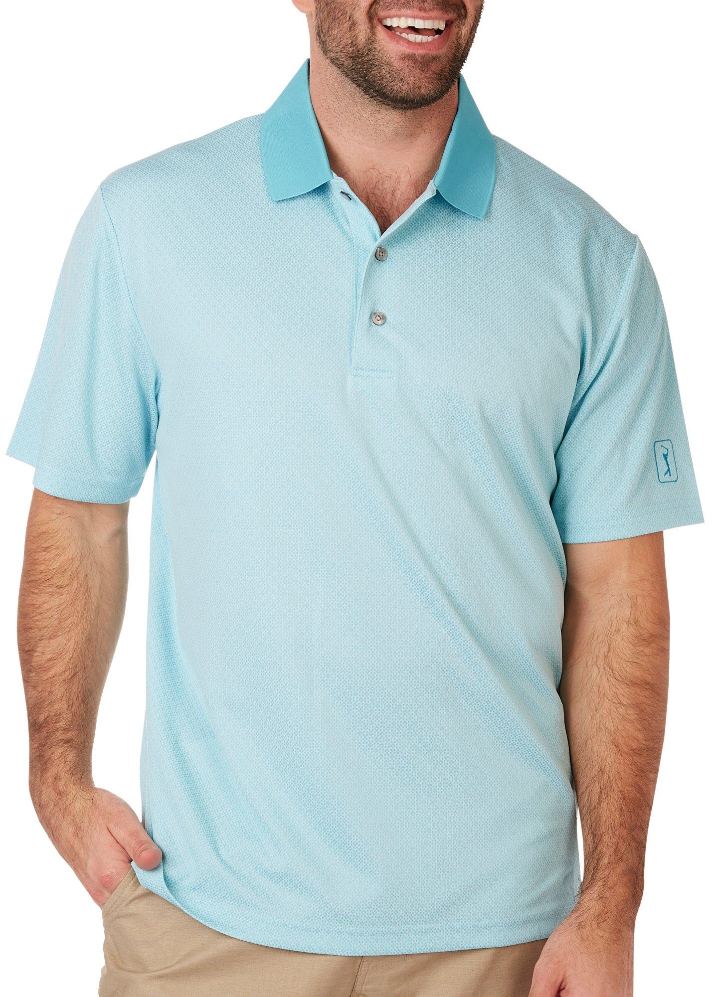 PGA TOUR Mens Argyle Screen Print  Polo Shirt
