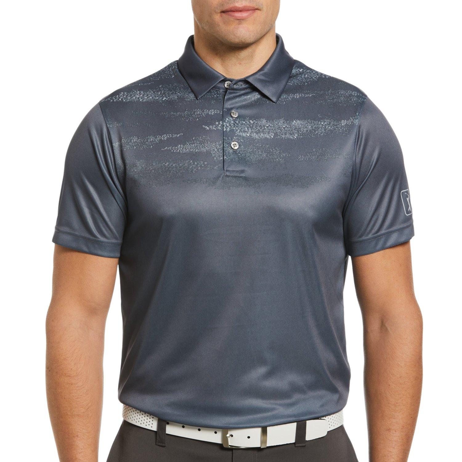 PGA TOUR Mens Texture Pattern Short Sleeve Golf Polo Shirt