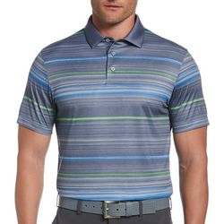 PGA TOUR Mens Stripe Print Short Sleeve Golf Polo