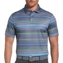 Mens Stripe Print Short Sleeve Golf Polo