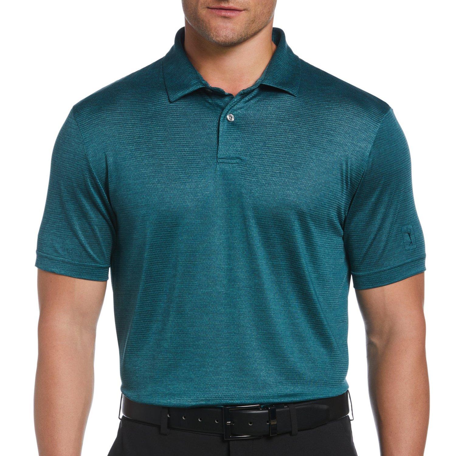 PGA TOUR Mens Solid Space Dye Short Sleeve Polo Shirt