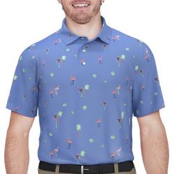 Mens Flamingo Print Short Sleeve Polo Shirt