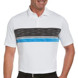 Mens Marled Striped Chest Print Polo Shirt