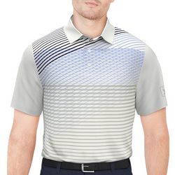 PGA TOUR Mens Assymetric Linear Short Sleeve Golf Polo Top