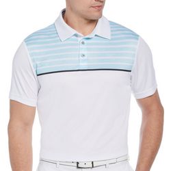 PGA TOUR Mens Geo Stripe Print Short Sleeve Polo