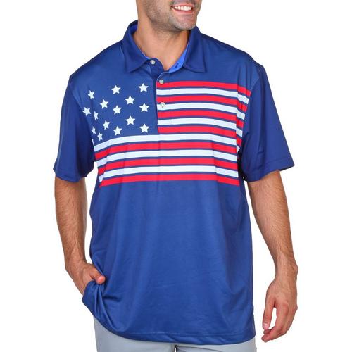 Chaps Mens American Flag Print Short Sleeve Shirt