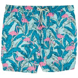 Mens 7 in. Flamingo Leaves Swim Shorts
