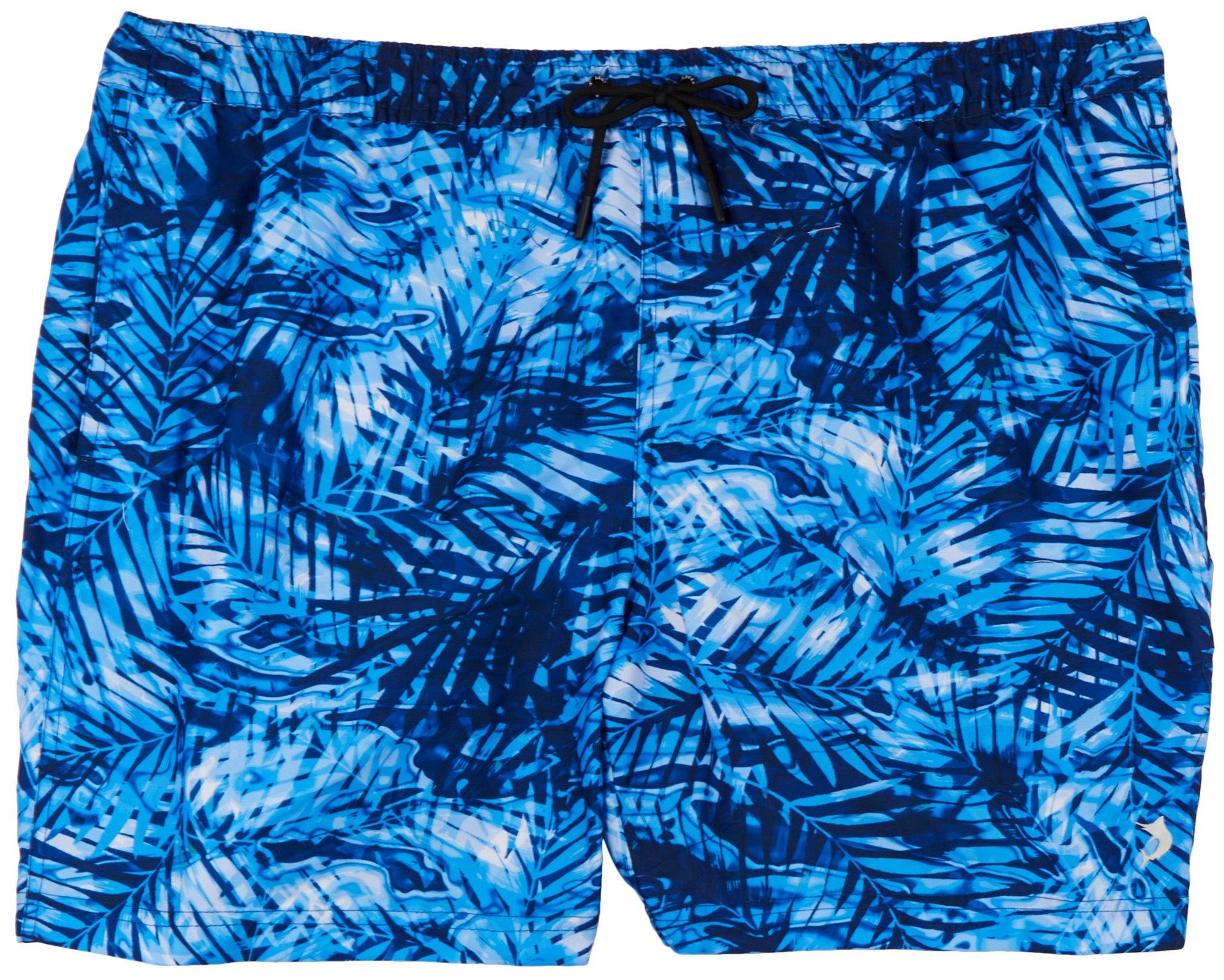 Reel Legends Mens 7 in. Aqua Palm Swim Shorts