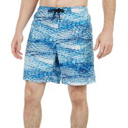 Mens 7 in. Fishnet Print Swim Shorts