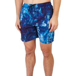 Reel Legends Mens 7in Tie Dye Palm Swim Shorts