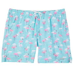 In Gear Mens Two-In-One Flamingo Print Swim Short
