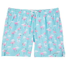 Mens Two-In-One Flamingo Print Swim Short