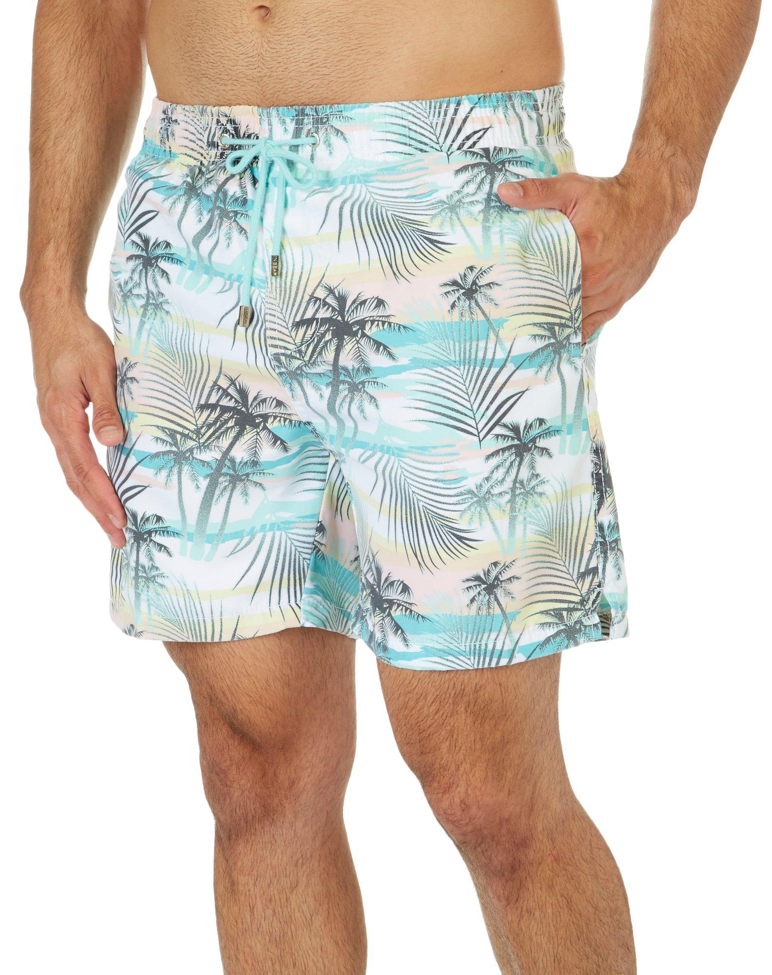 Mens Tropical Palm Print  Boardshorts