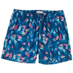 Mens Two-In-One Tropical Print Swim Short