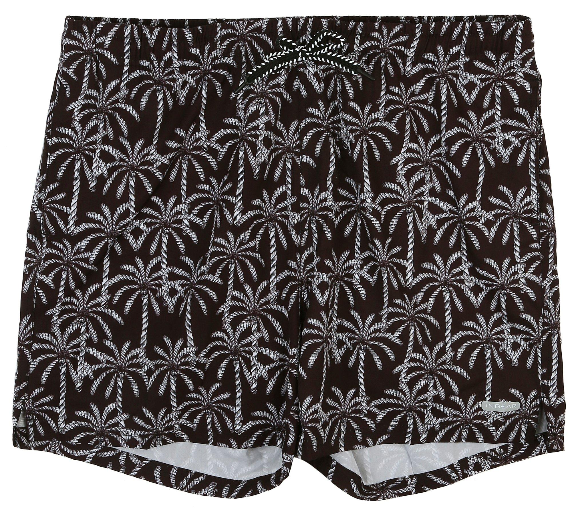 In Gear Mens Black Palm Volley 2-in-1 Swim Shorts