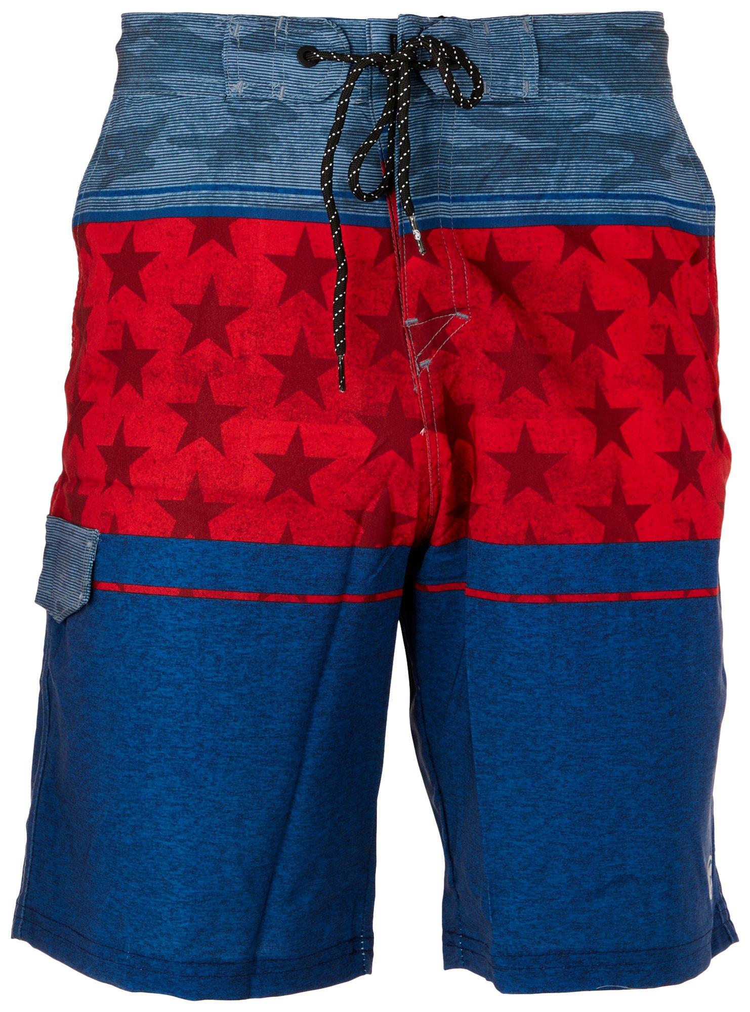 Ocean Current Mens 9.5 in. Stars and Camo Print Board Short