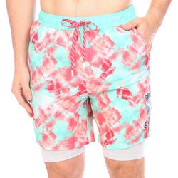 Laguna Mens 7 in. 2-in-1 Inner Short Tie Dye Swim Shorts