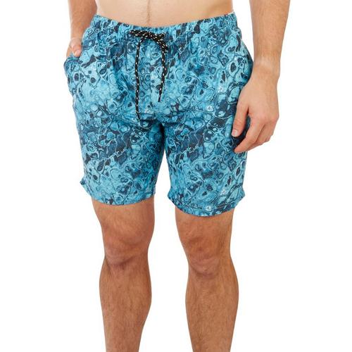 Distortion Mens 7in Water Print Volley Swim Shorts