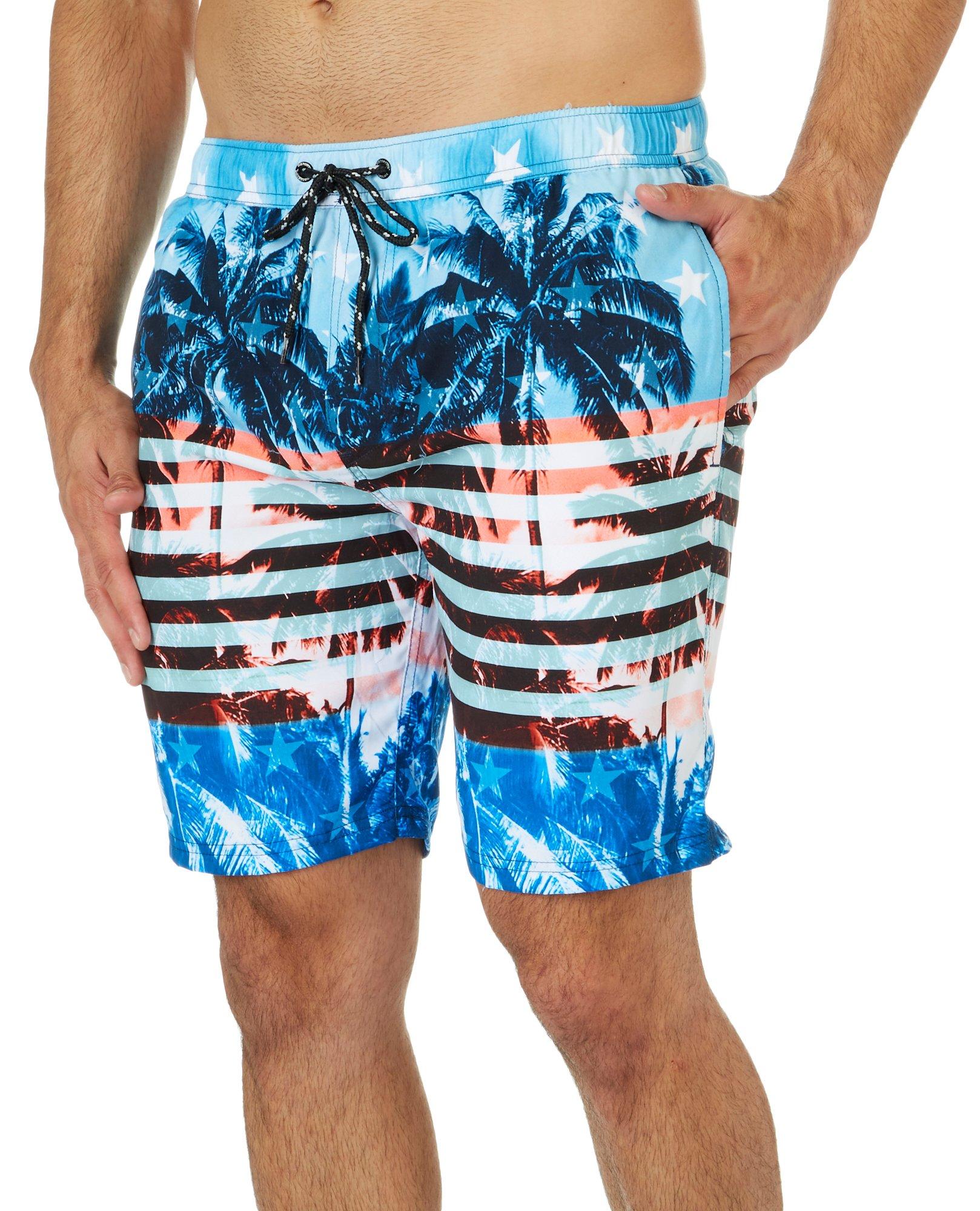 Mens Americana Palm Print Boardshorts