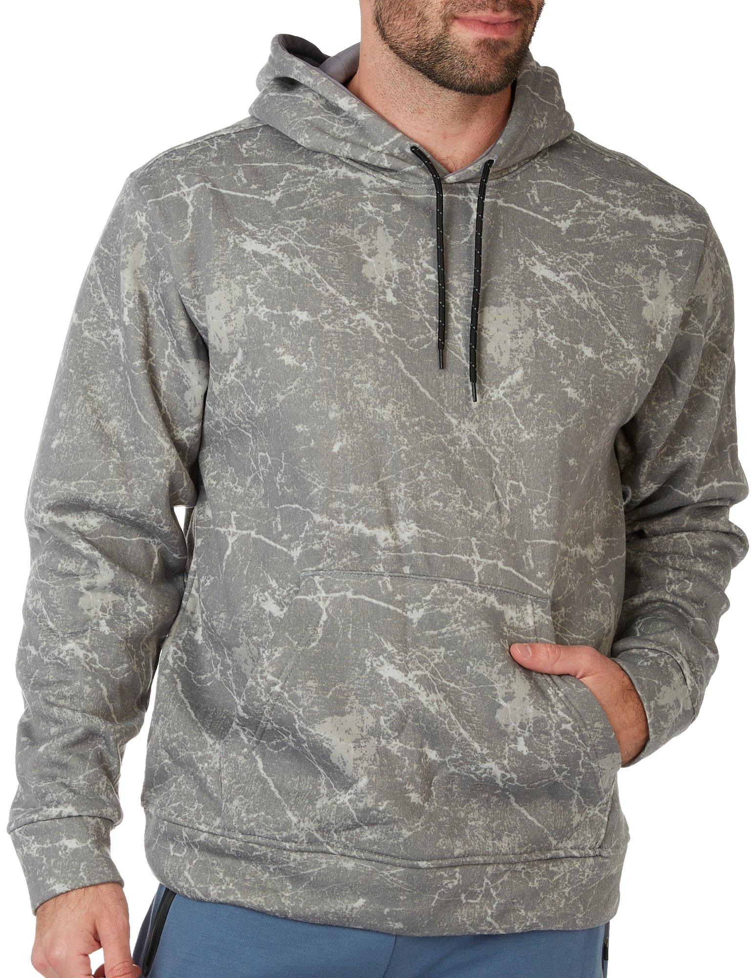 Mens Marble Print Fleece Pullover Sweater