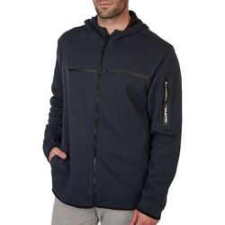 Mens Solid Ultra Fleece Full Zip Hooded Jacket