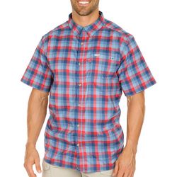 PFG Columbia Mens Super Slack Button Up Plaid Shirt