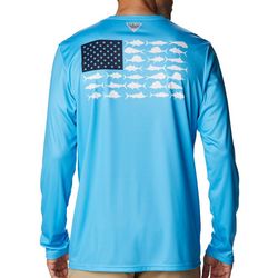 PFG Columbia Mens Fish Flag Long Sleeve T-Shirt