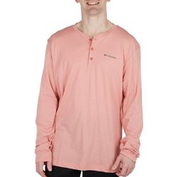 Columbia Mens Solid Long Sleeve Henley Top