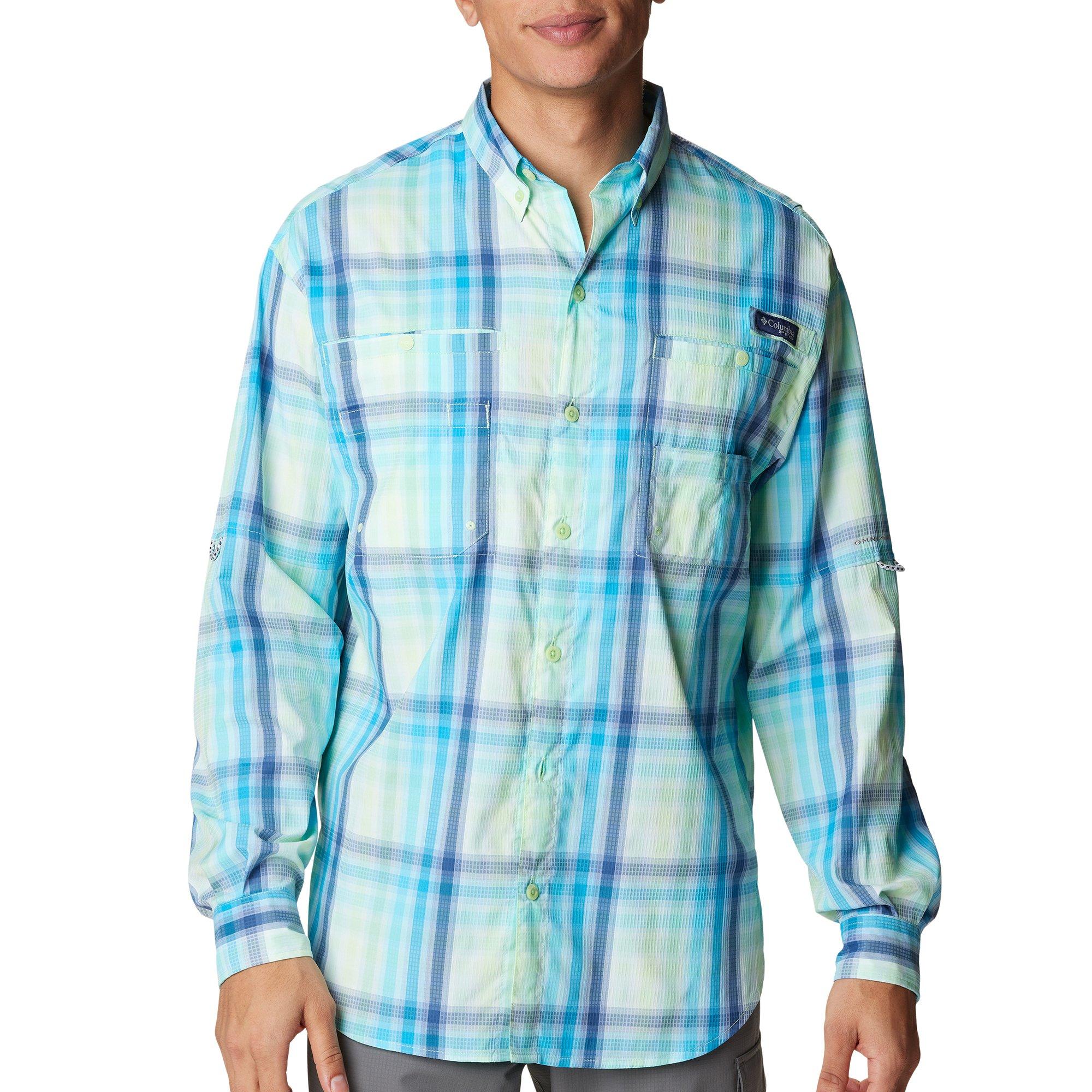 Columbia Mens Big Super Tamiami Checkered Long Sleeve Shirt