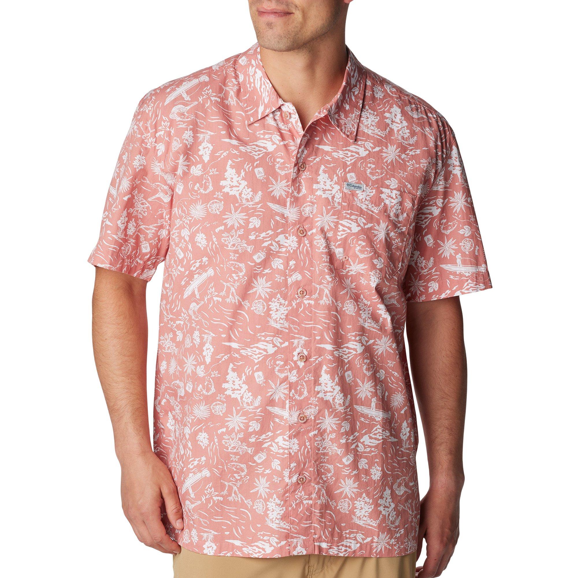 Columbia Mens Trollers Tropical Print Short Sleeve Shirt
