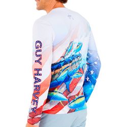 Guy Harvey Mens Fish Flag Long Sleeve Performance T-Shirt
