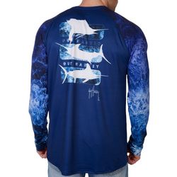 Guy Harvey Mens Deep Blue Long Sleeve Performance T-Shirt