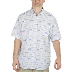 Guy Havey Mens Fish Print Short Sleeve Button Up Shirt
