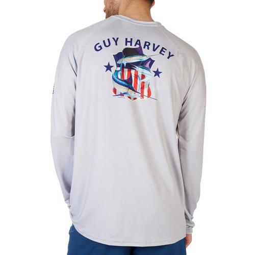 Guy Harvey Mens Patriotic Long Sleeve Performance T-Shirt